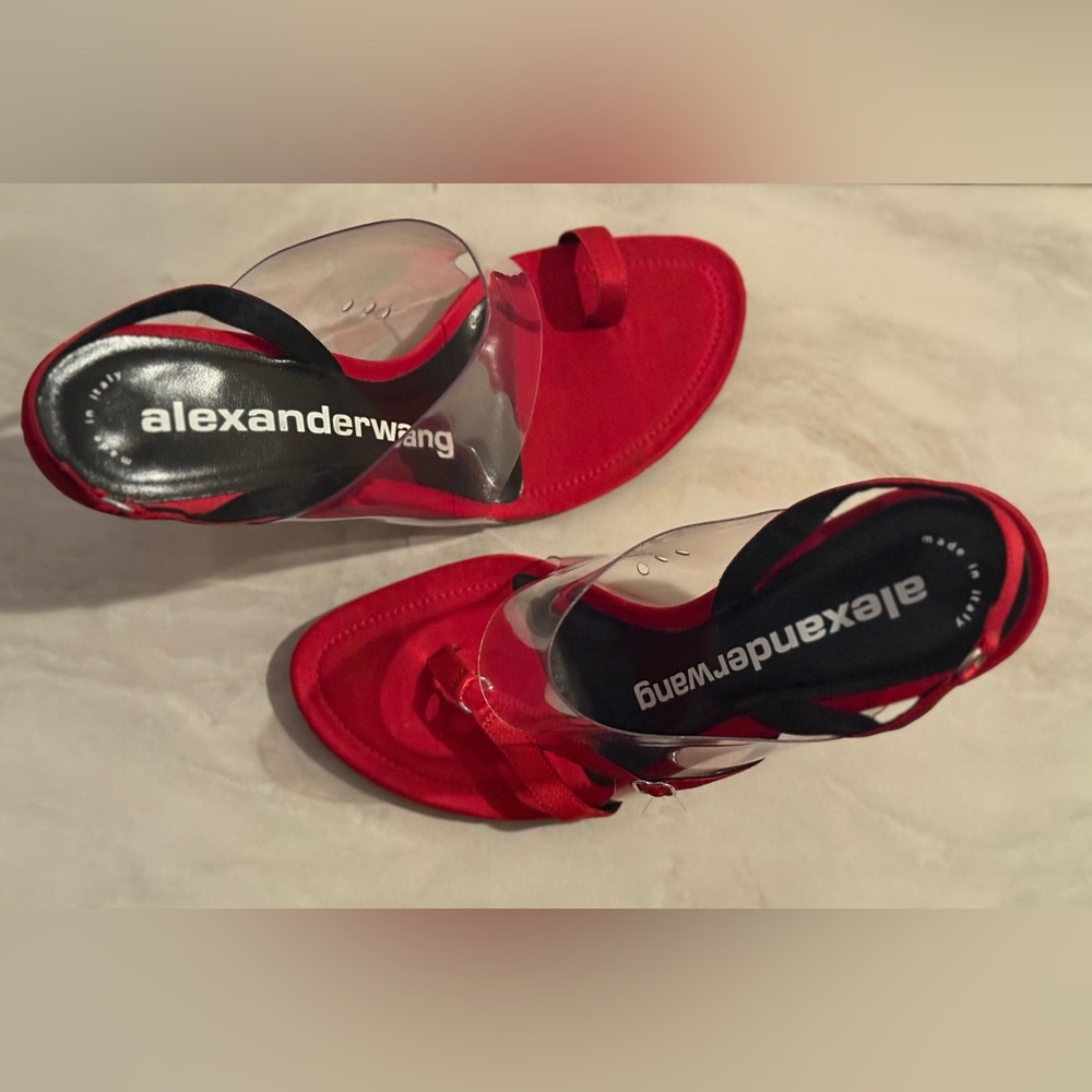 Alexander Wang Red Sandals With Transparent Strap View 4